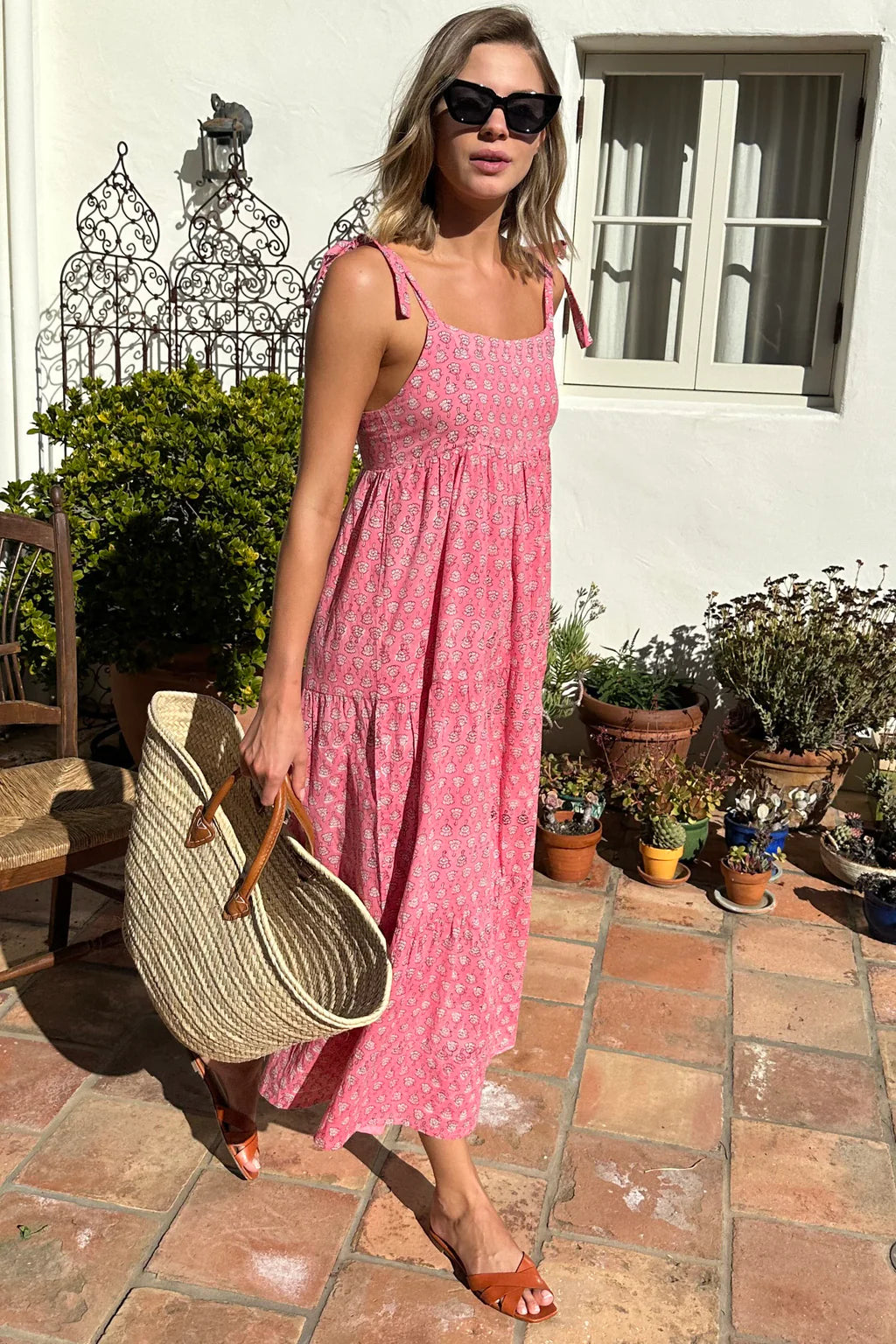 Sara Tier Dress - Cherry Blossom Blush Organic