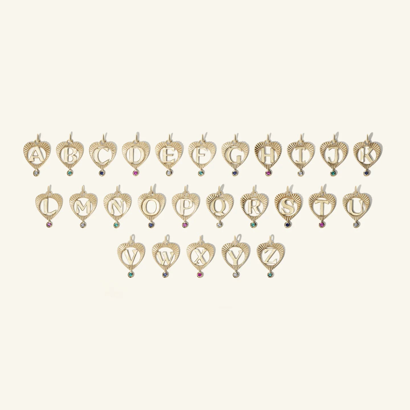 Medium Sunbeam Letter Heart Charm — Zahava Heirlooms Trunk Show
