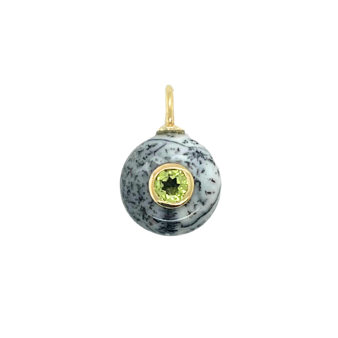 Round Dendritic Opal + Peridot Gemmie