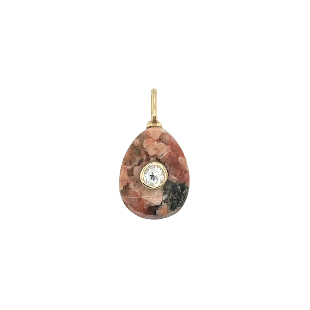 Rhodochrosite + White Topaz Gemmie Charm