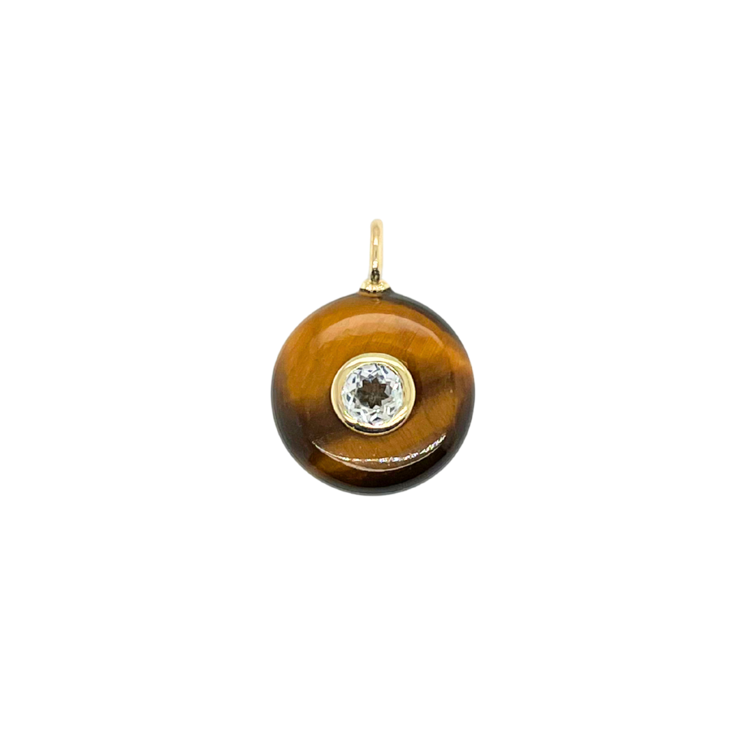 Round Tiger's Eye + White Topaz Gemmie