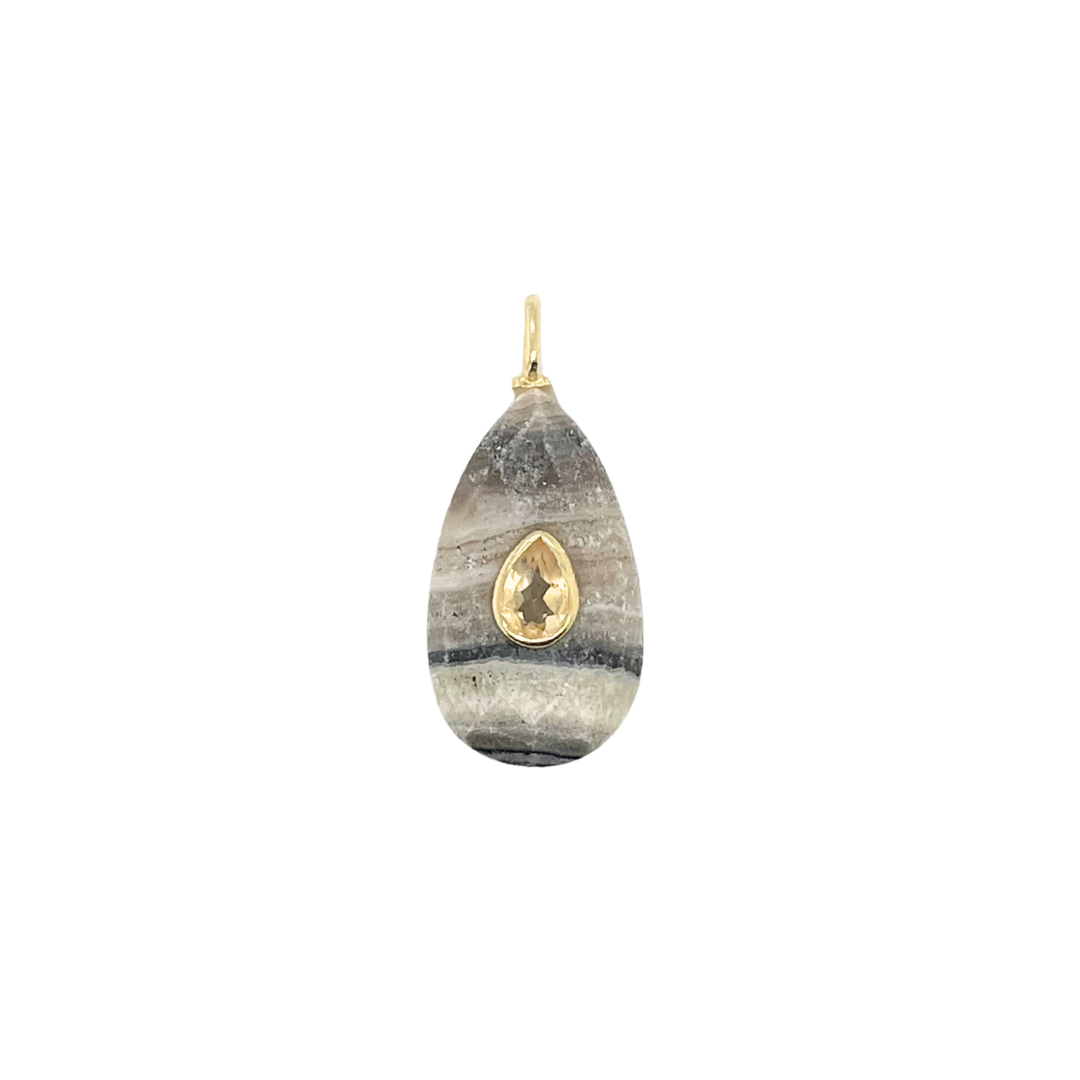 Pear Zebra Jasper + Citrine Gemmie