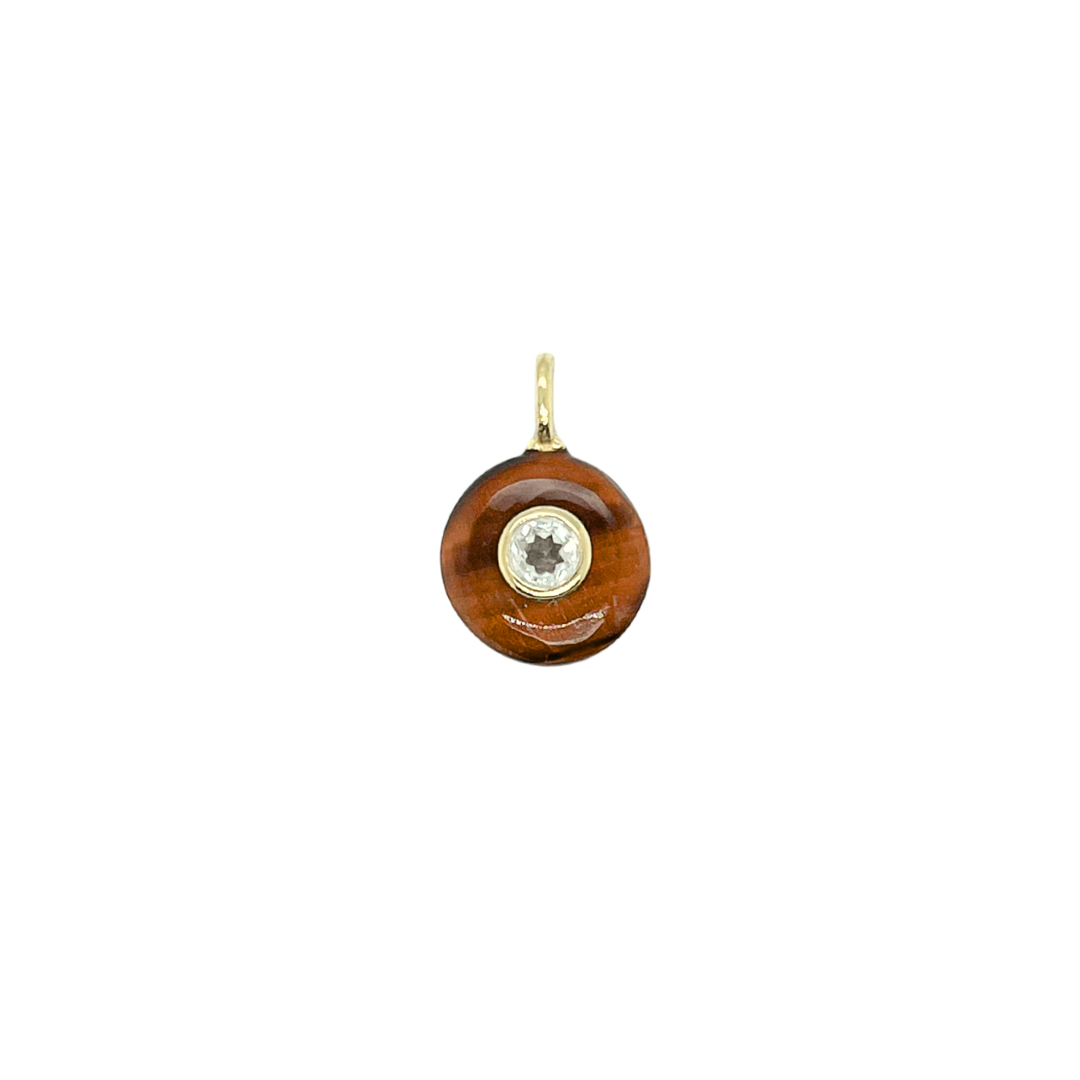 Round Tiger's Eye + White Topaz Gemmie