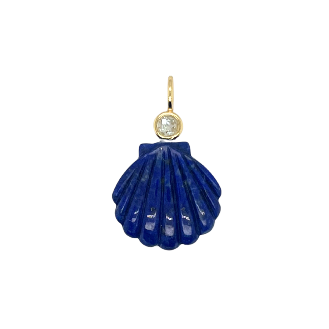 Lapis Lazuli + White Topaz Sea Shell Gemmie