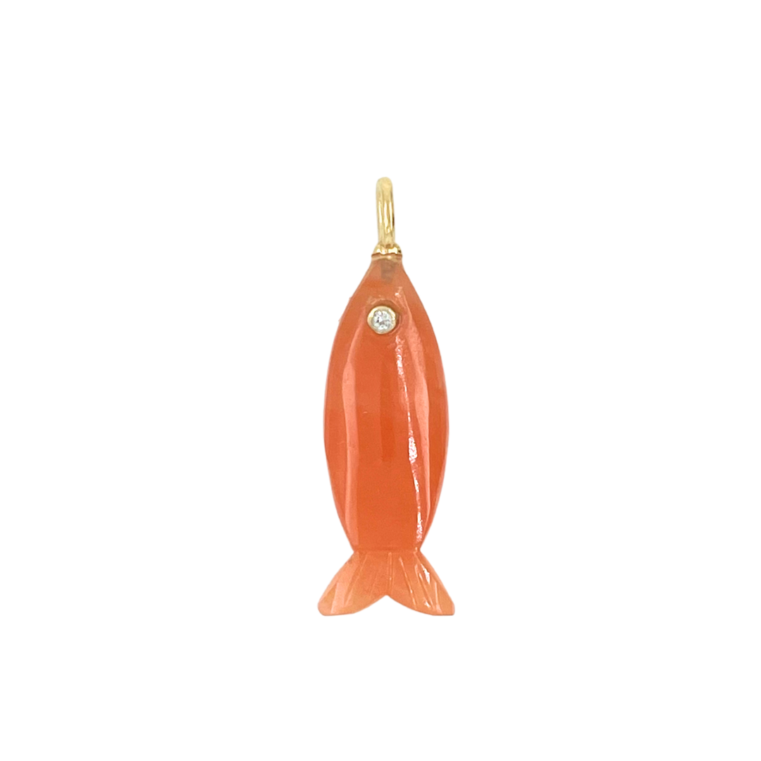 Carnelian + White Topaz Fish Gemmie