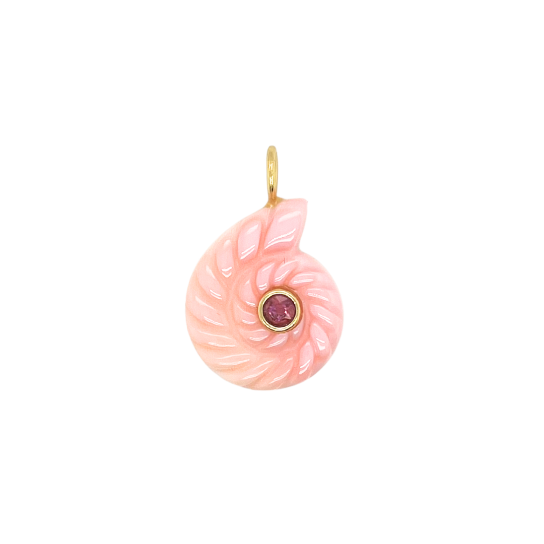 Conch Shell + Rhodolite Garnet Nautilus Gemmie
