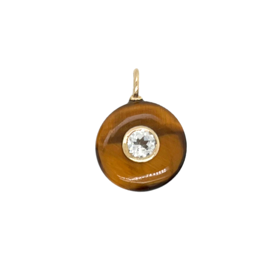 Round Tiger's Eye + White Topaz Gemmie