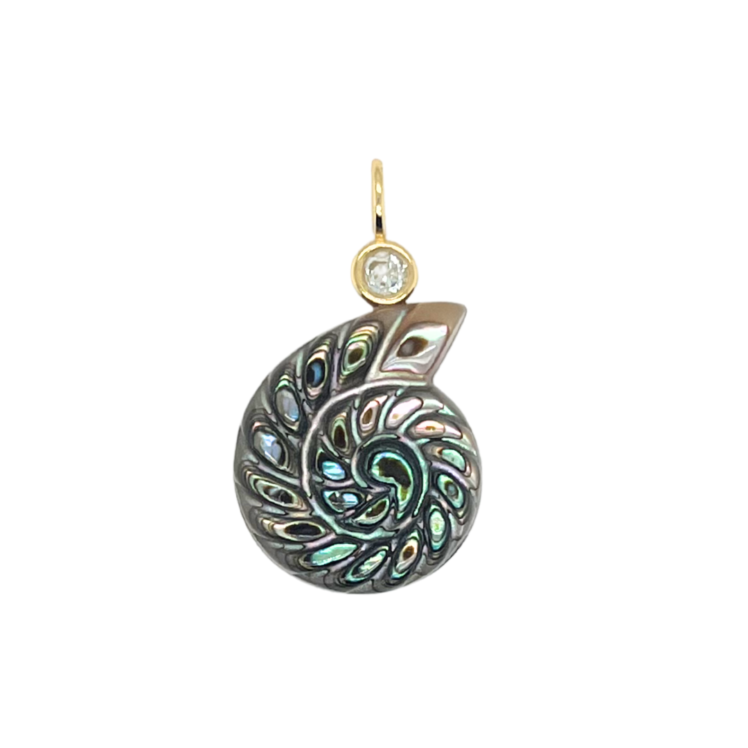 Abalone + White Topaz Nautilus Gemmie