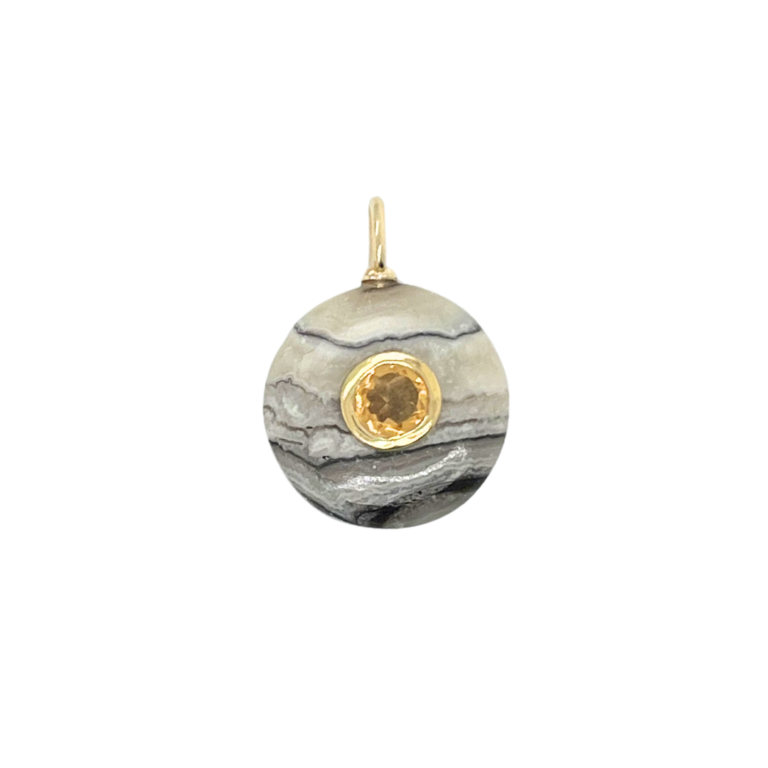 Round Zebra Jasper + Citrine Gemmie