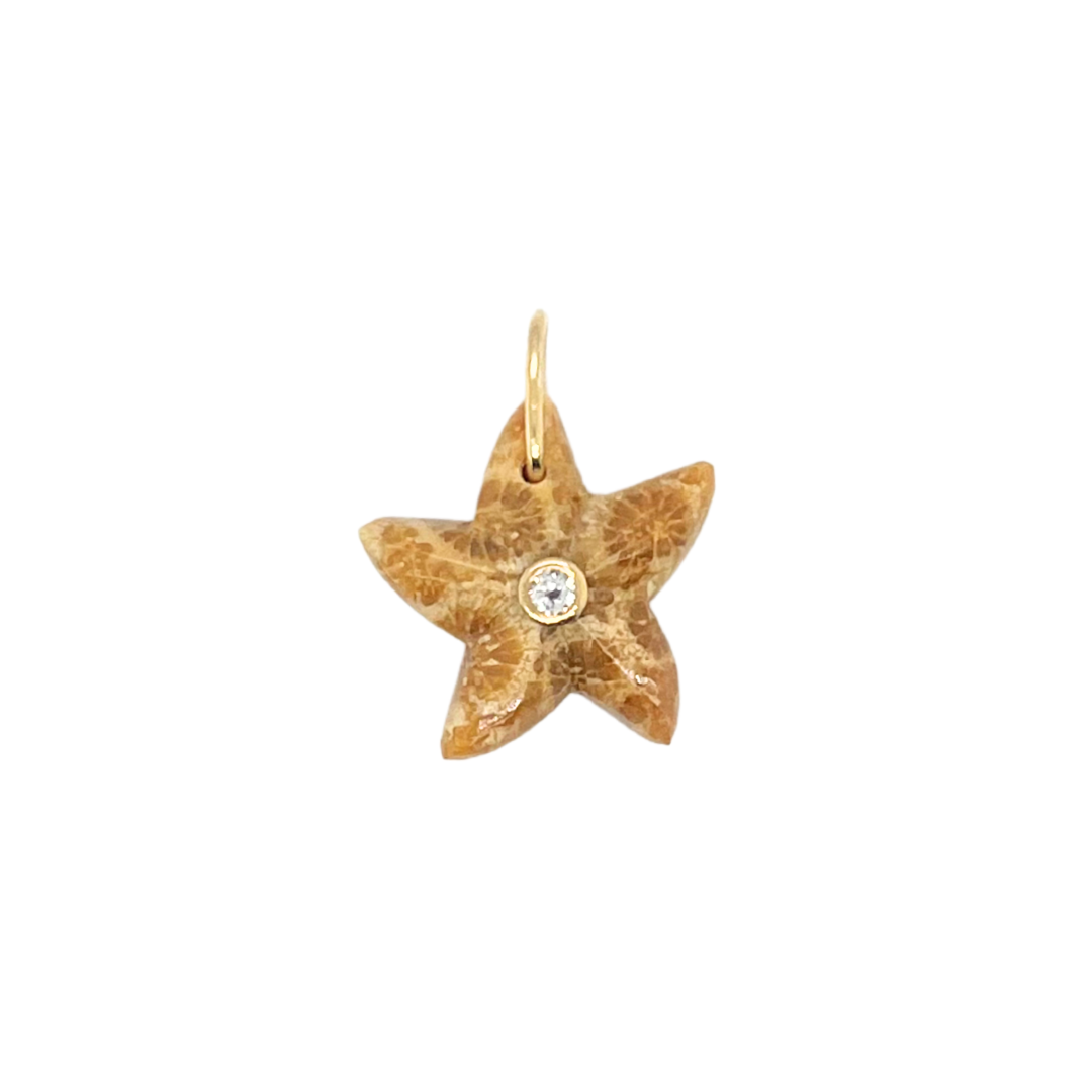 Flower Jasper + White Topaz Starfish Gemmie