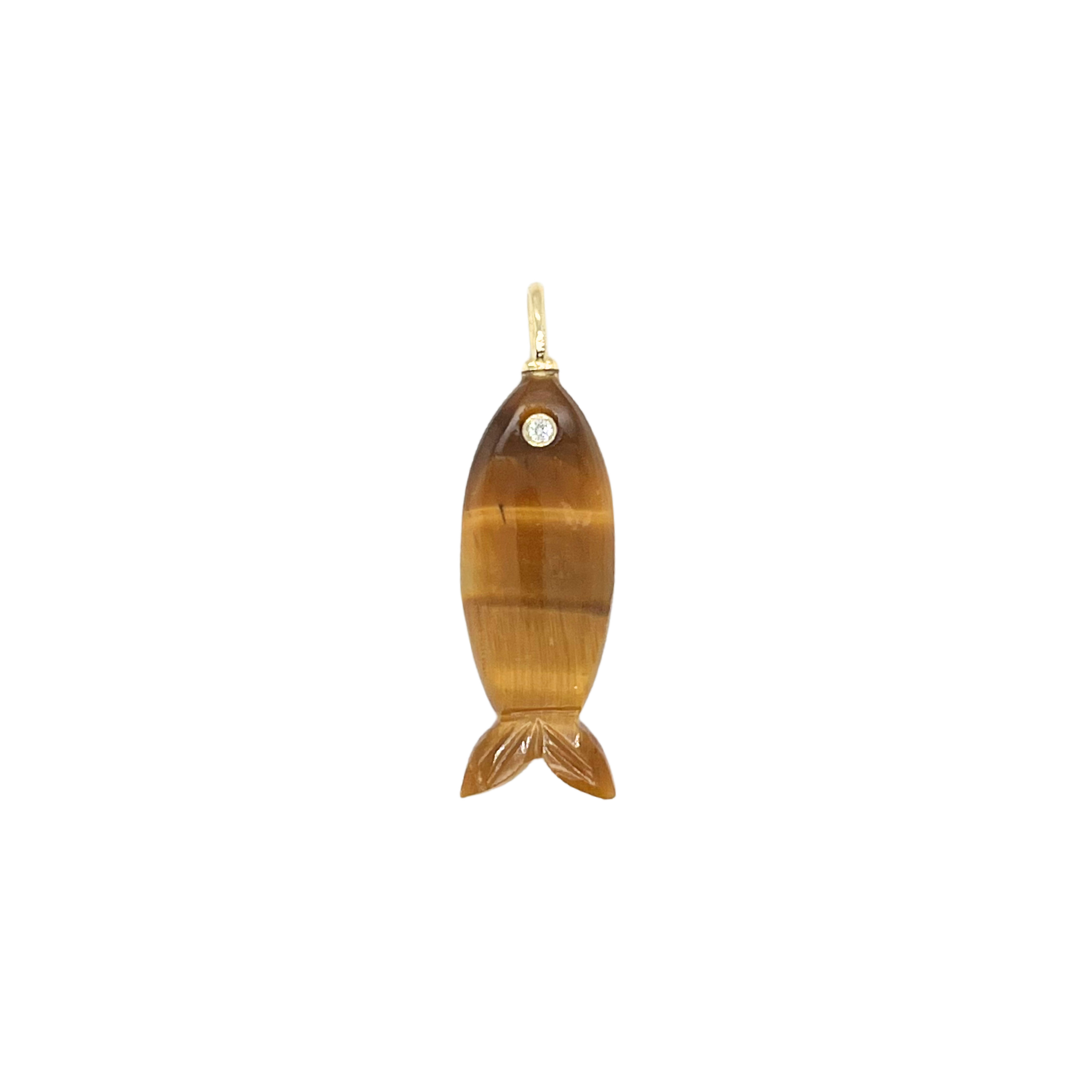 Tiger's Eye + White Topaz Fish Gemmie