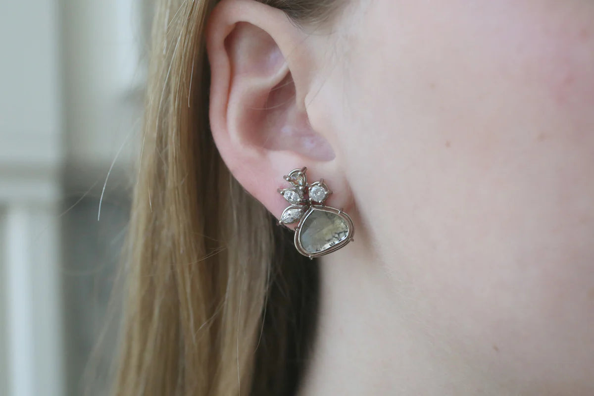 Green Diamond Cluster Earrings — Tura Sugden Residency