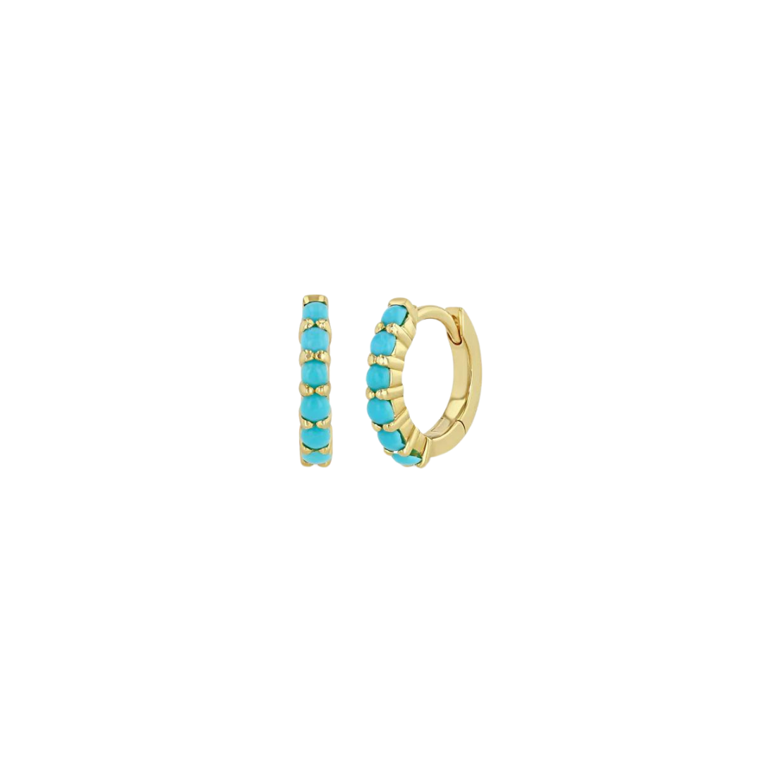 Turquoise Small Hinge Huggie Hoops