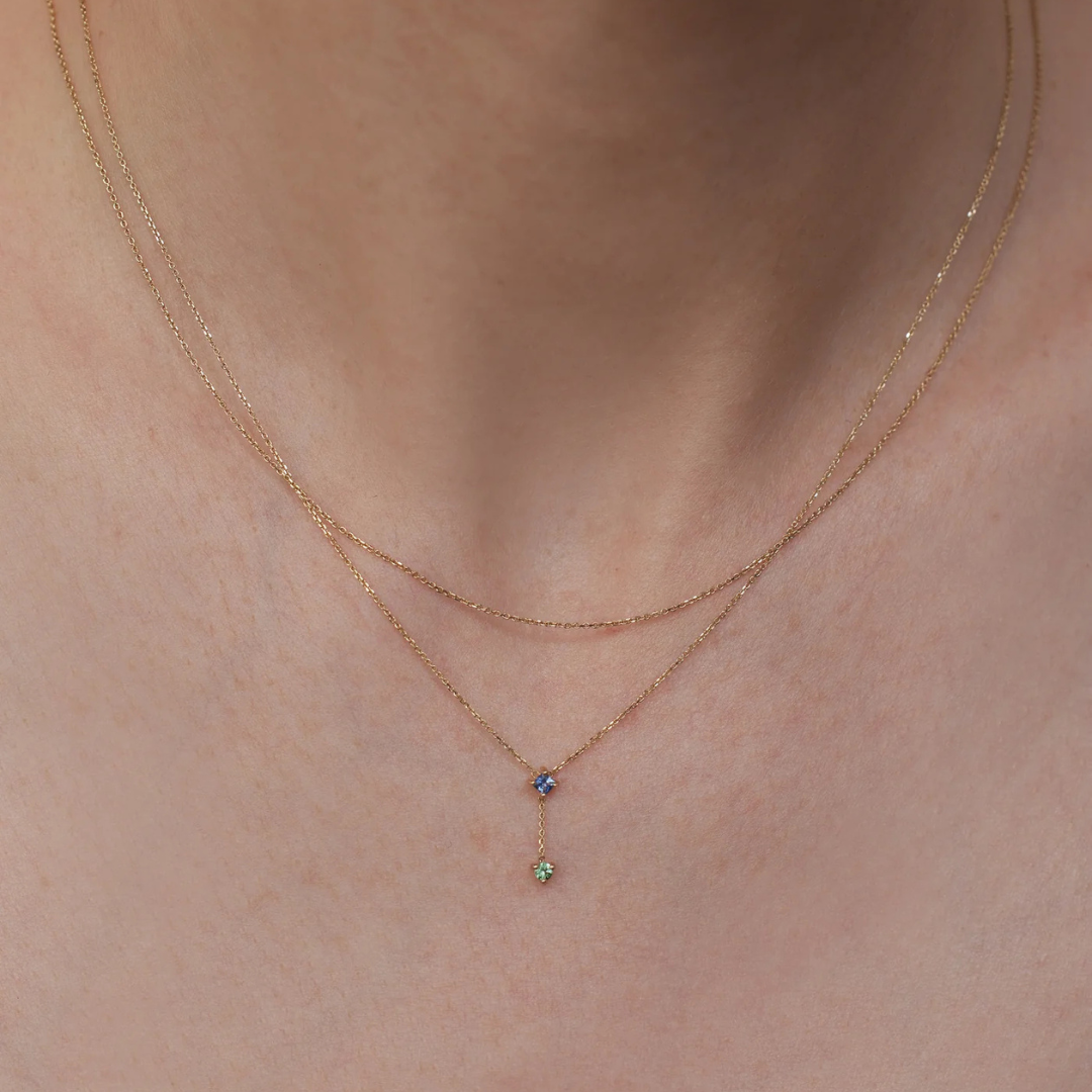 Fancy Sapphire and Tourmaline Two-Step Chain Necklace