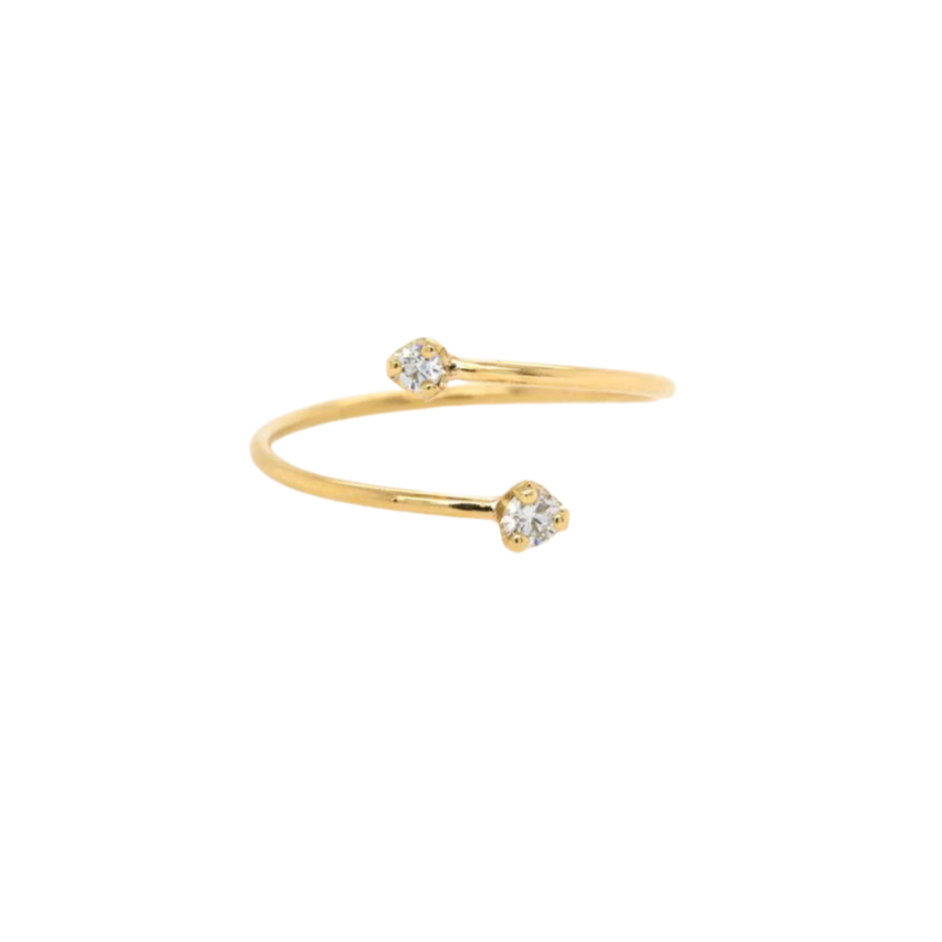 Mixed Prong Diamond Bypass Ring