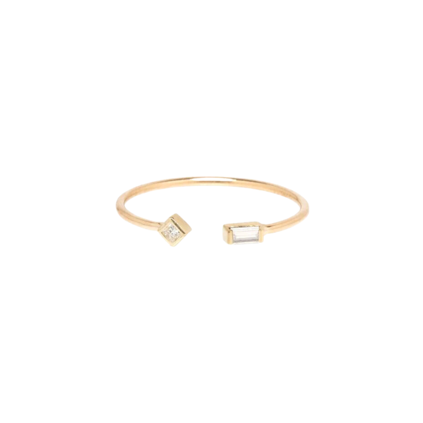 Baguette & Princess Diamond Open Ring