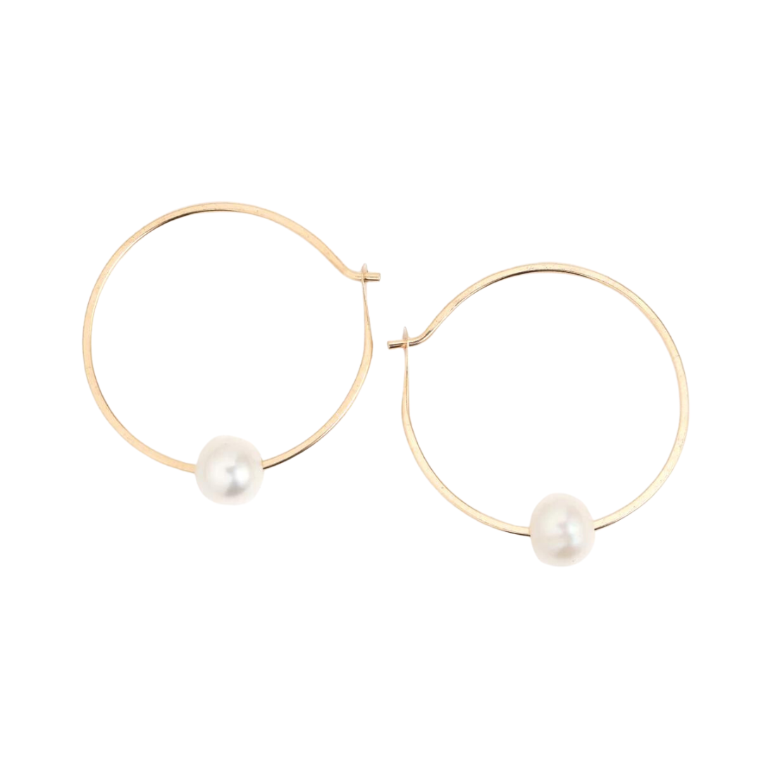 Floating Pearl Hoop Earrings