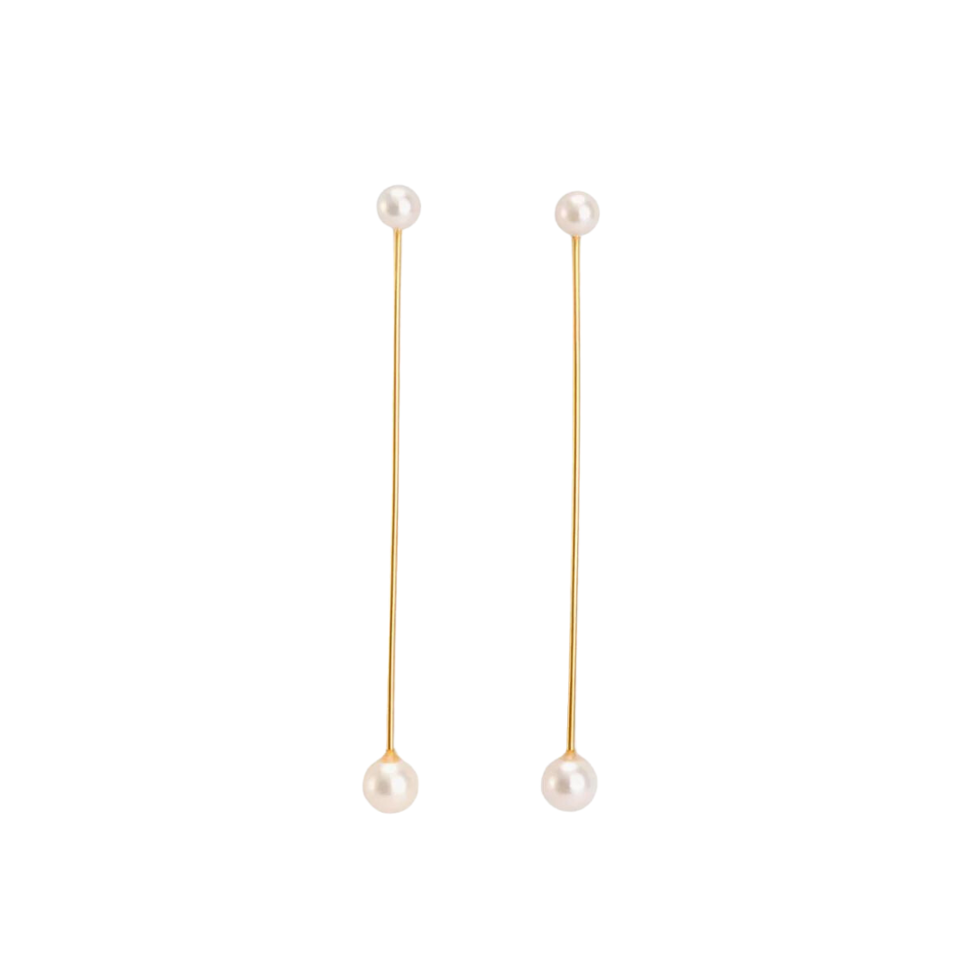 Extended Twin Pearl Earrings