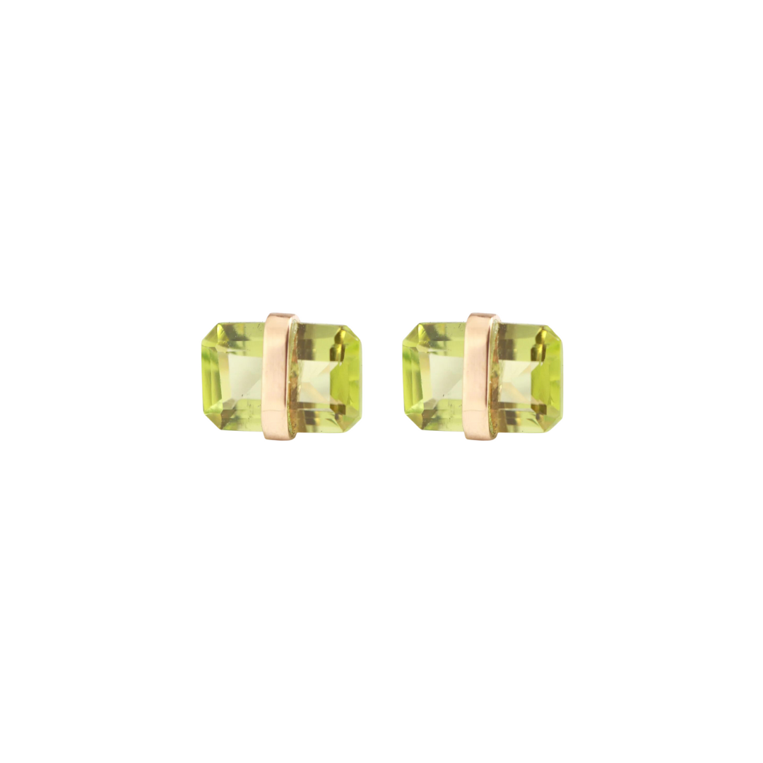 Bezel Wrapped Peridot Studs