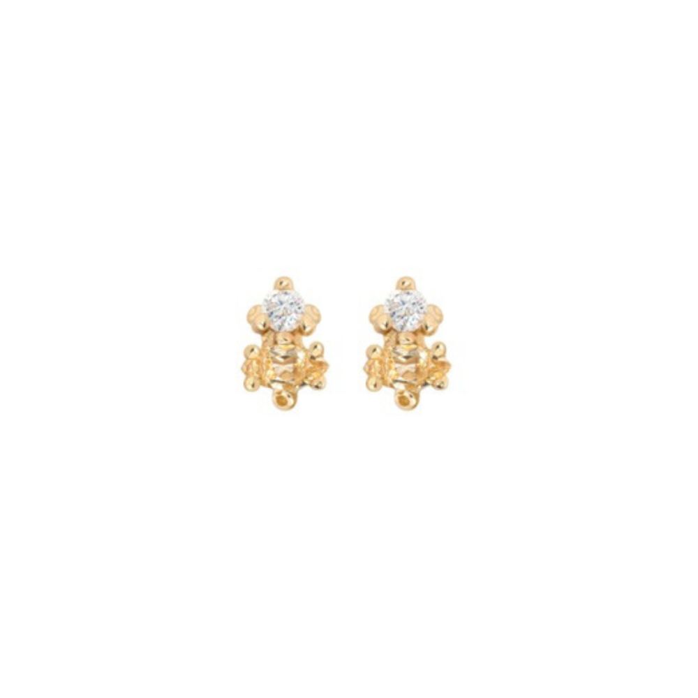Citrine Marquise + Diamond Studs