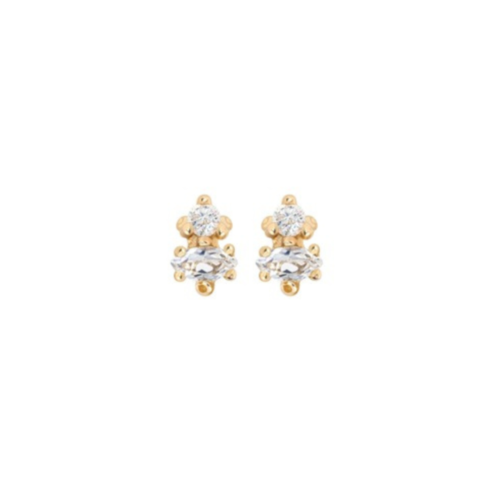 Aquamarine Marquise + Diamond Studs