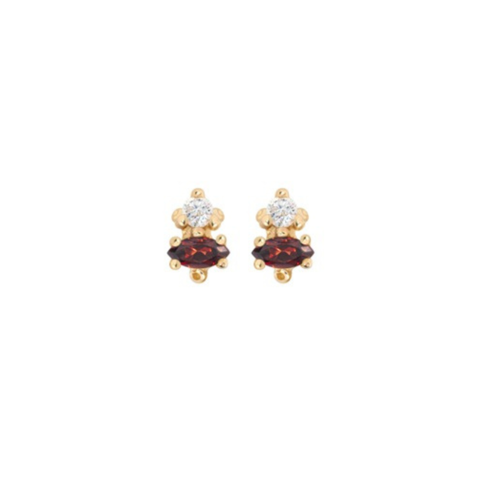 Garnet Marquise + Diamond Studs