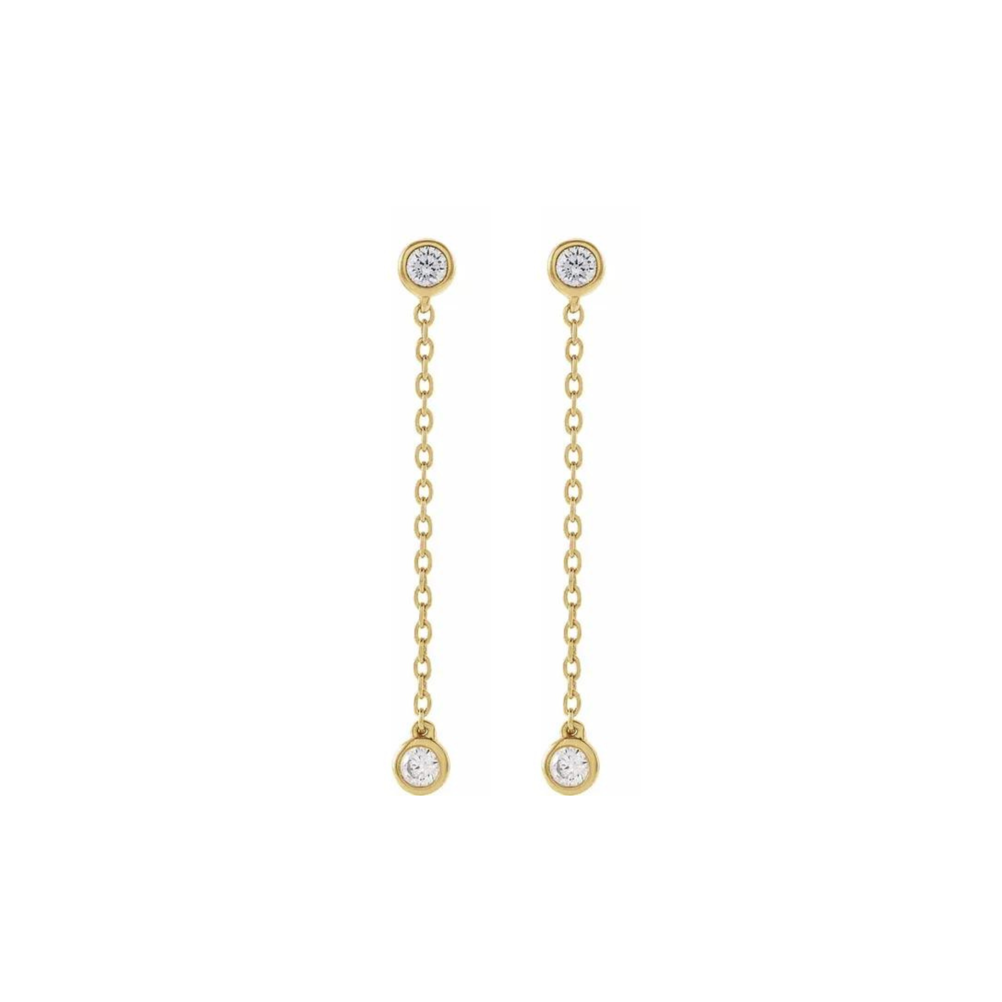 Bezel Lab Diamond Dangle Earrings