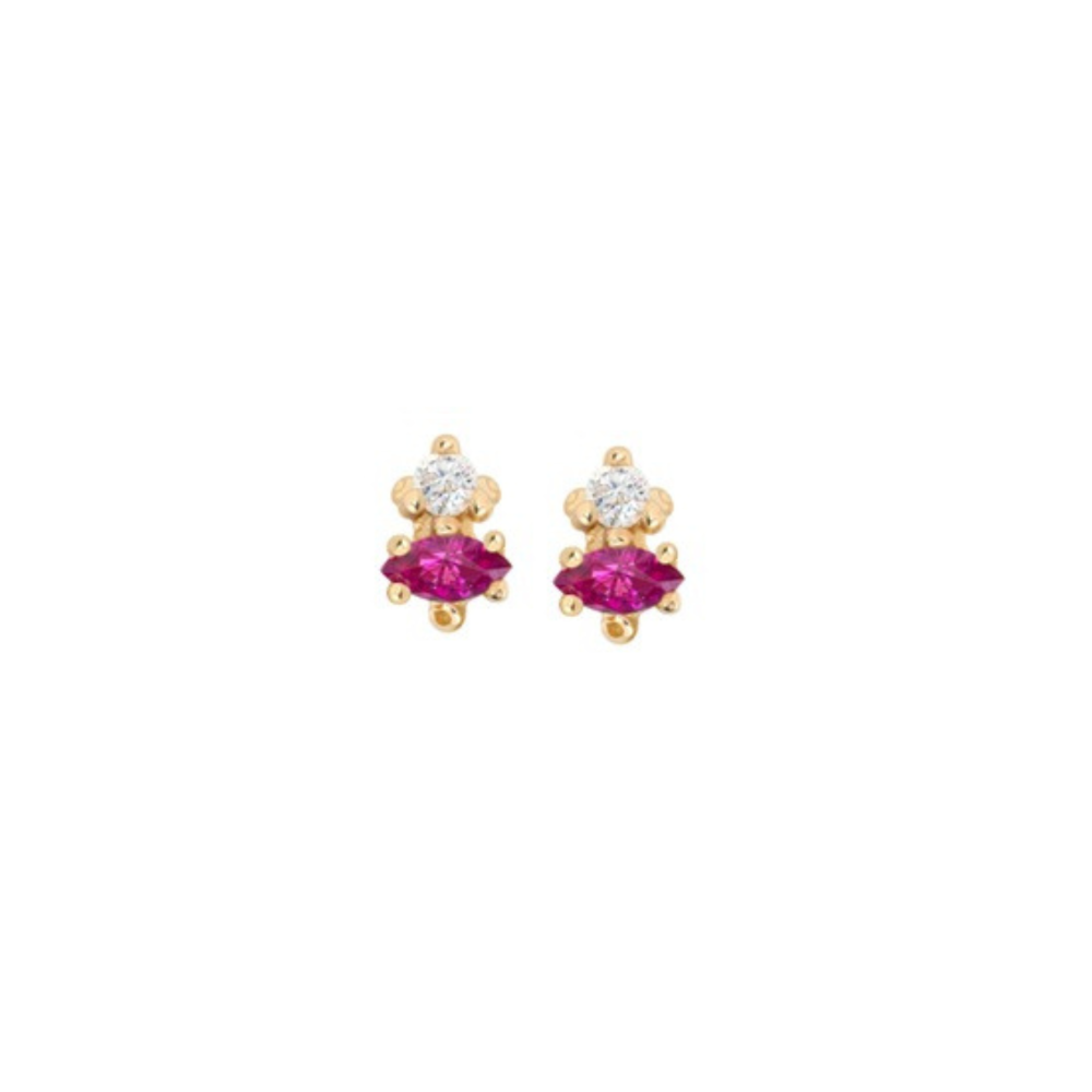 Ruby Marquise + Diamond Studs