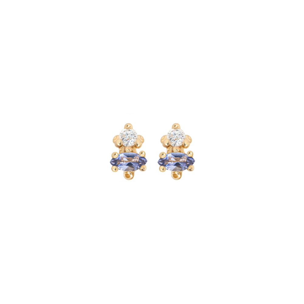 Tanzanite Marquise + Diamond Studs