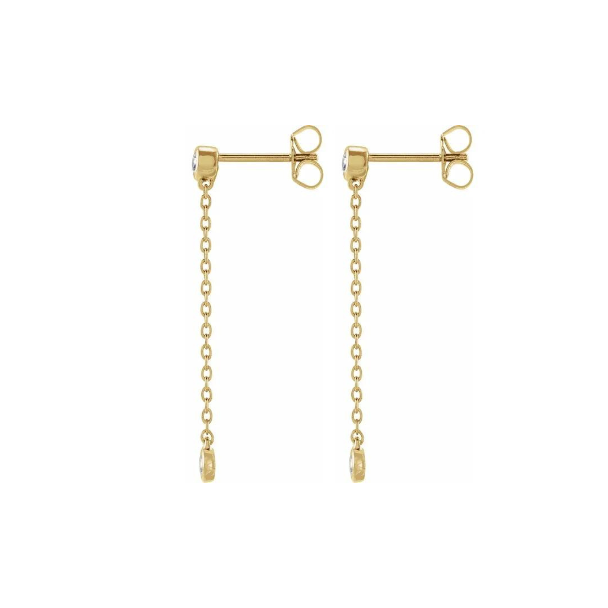 Bezel Lab Diamond Dangle Earrings