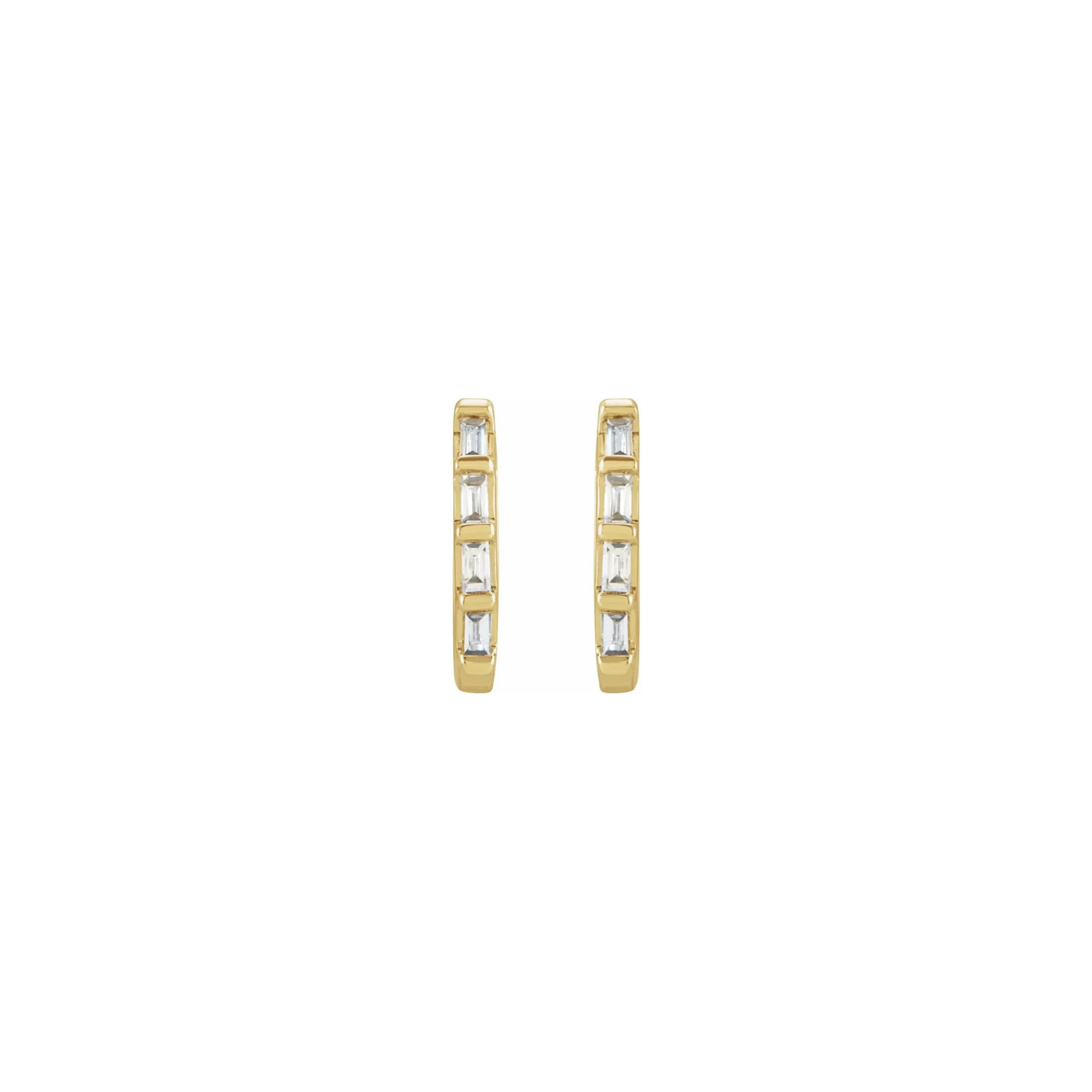 Diamond Baguette Huggie Hoops