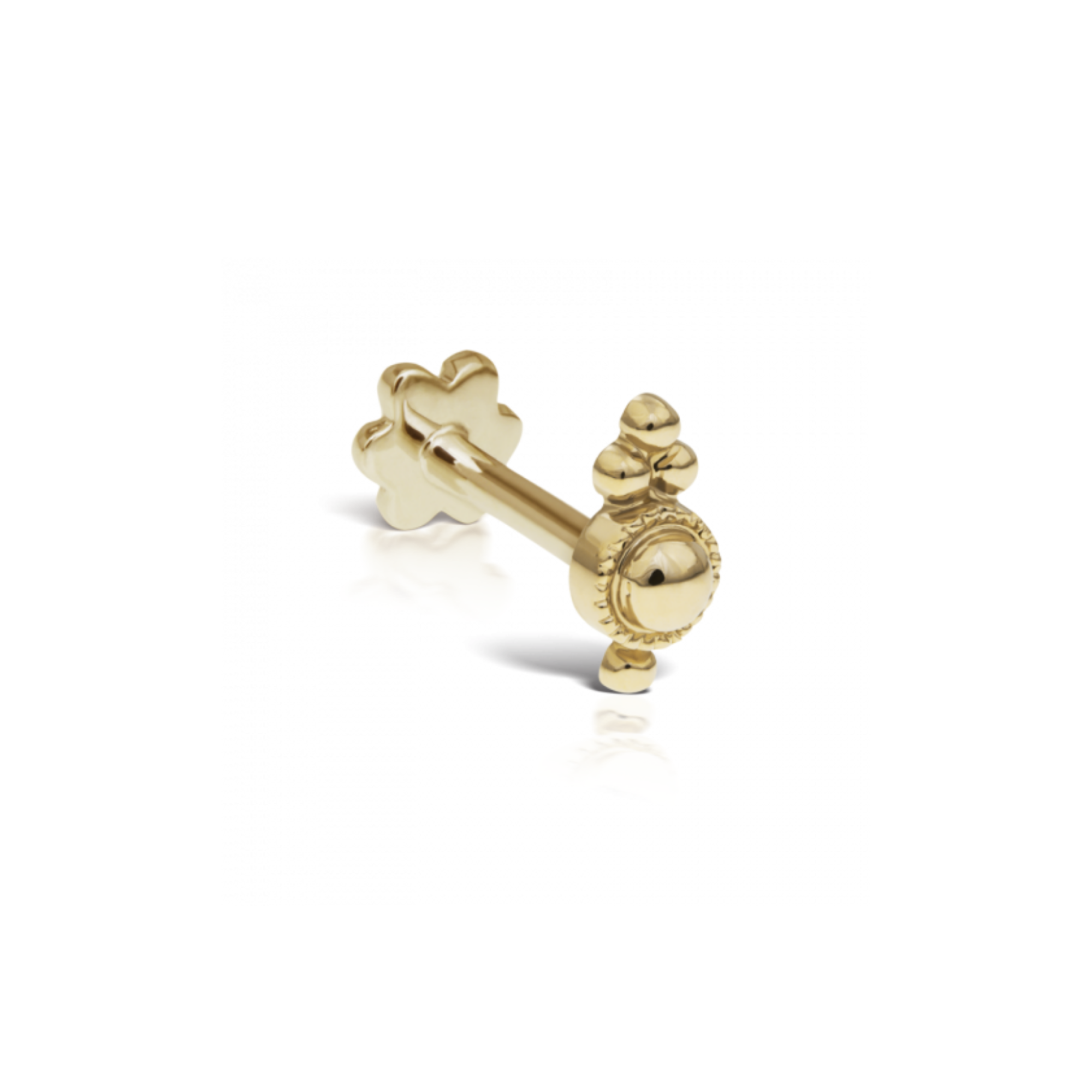 Four Ball Trinity Threaded Stud Yellow Gold