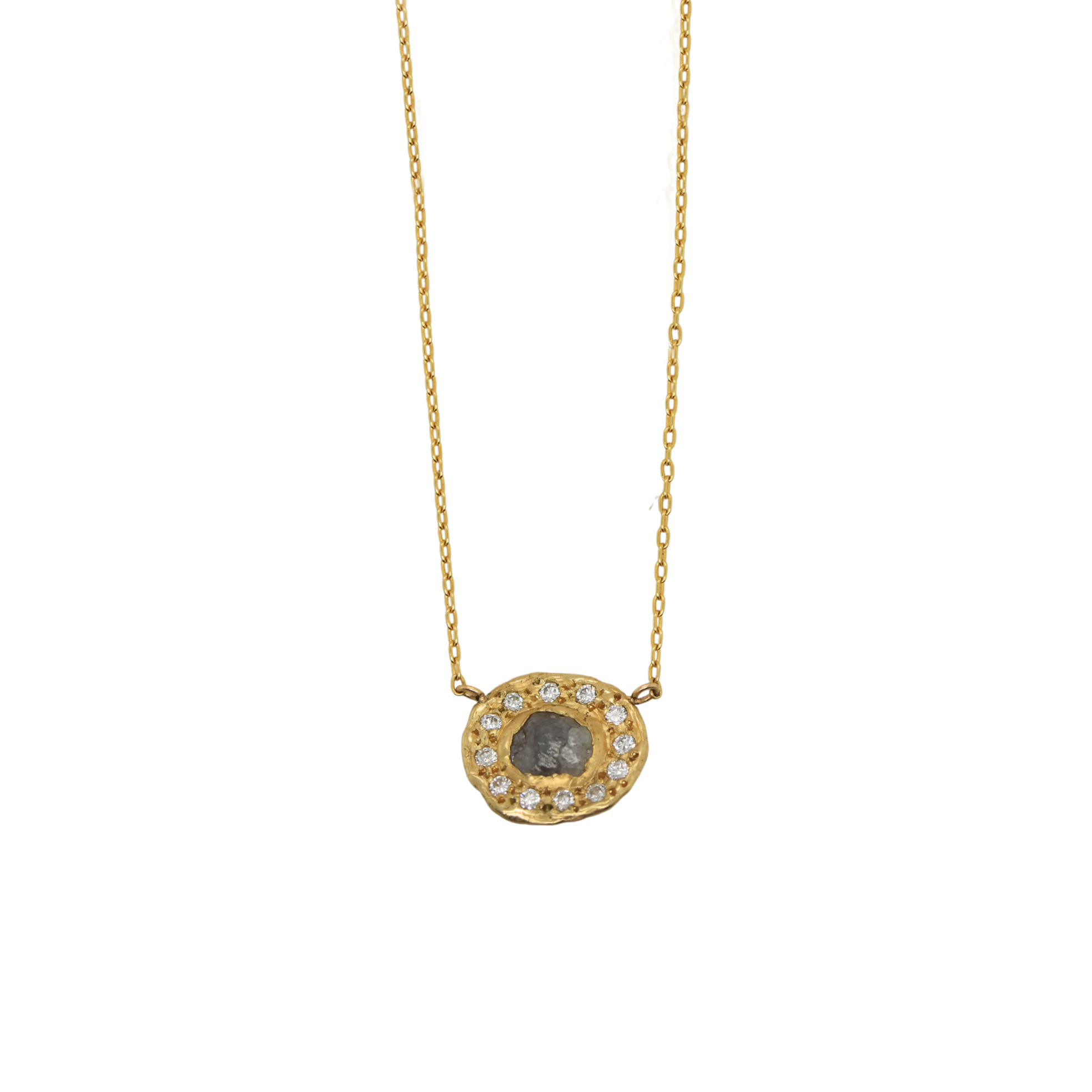 Rough Diamond Halo Pendant Necklace