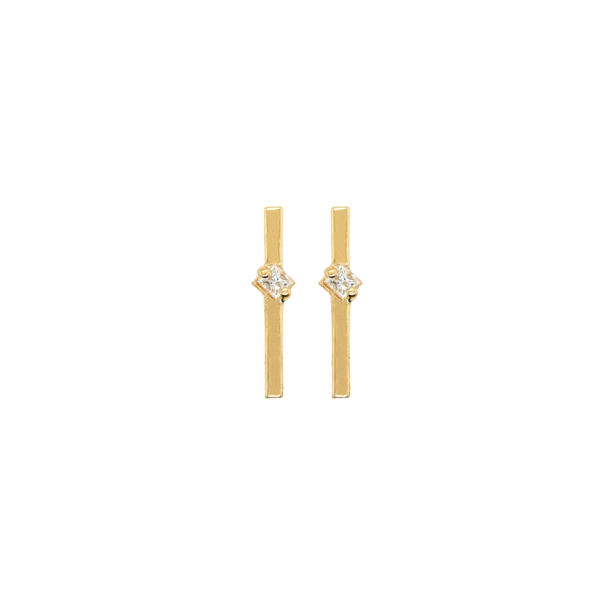 Princess Diamond Bar Earrings