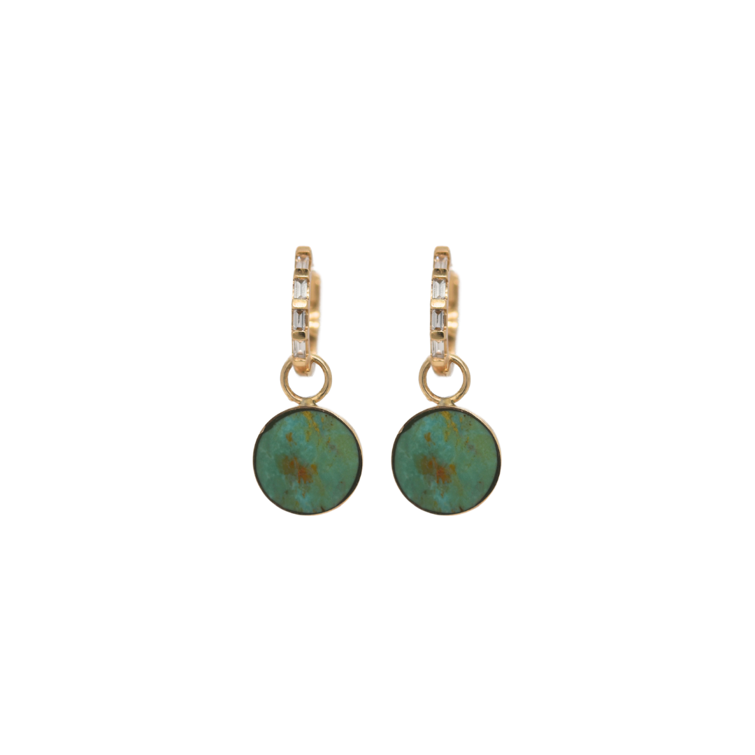 Green-Gold Turquoise Circ Earrings
