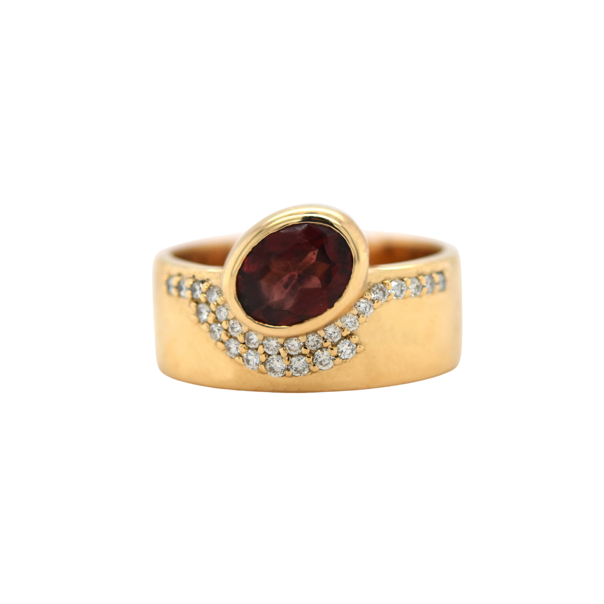 Diamond + Garnet Wide Ring