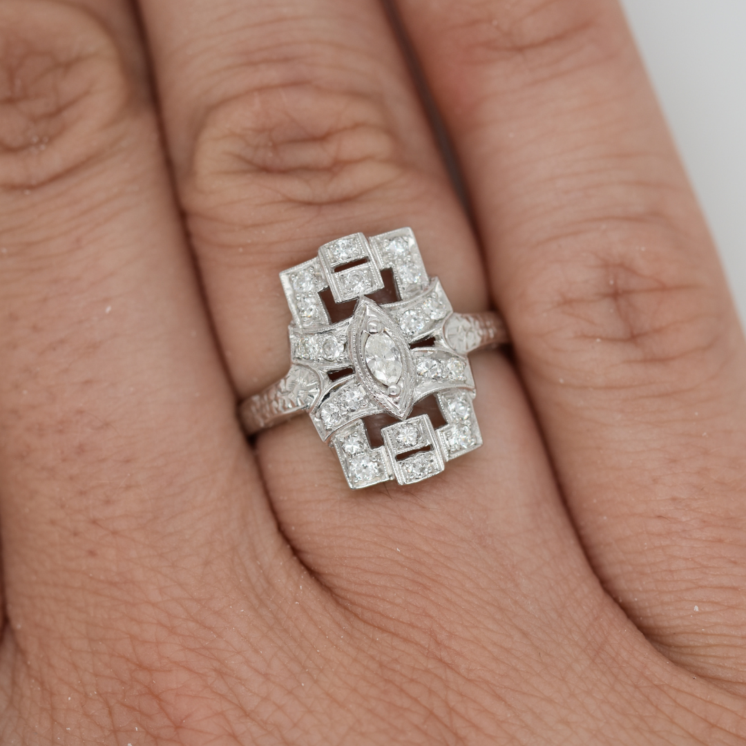 Art Deco Diamond Paneltop Ring