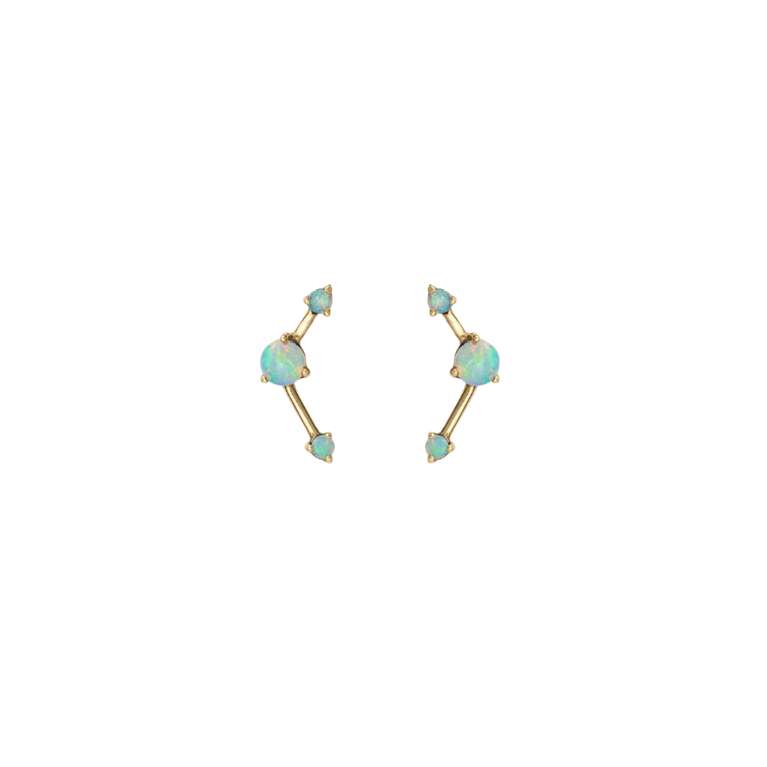 Three-Step Point Opal Earrings