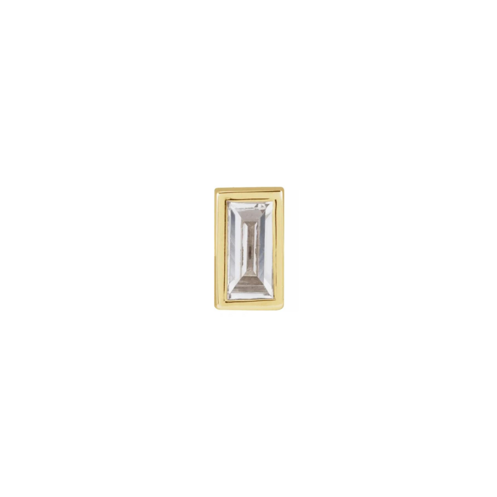 Mini Emerald Cut Diamond Flat Back Earring