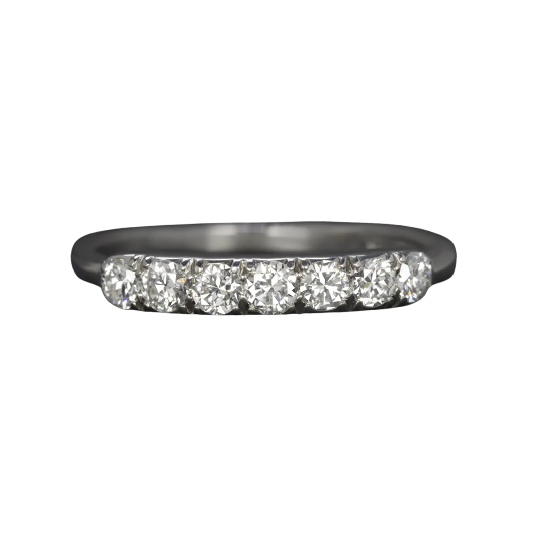 7 Stone Vintage Diamond Wedding Band