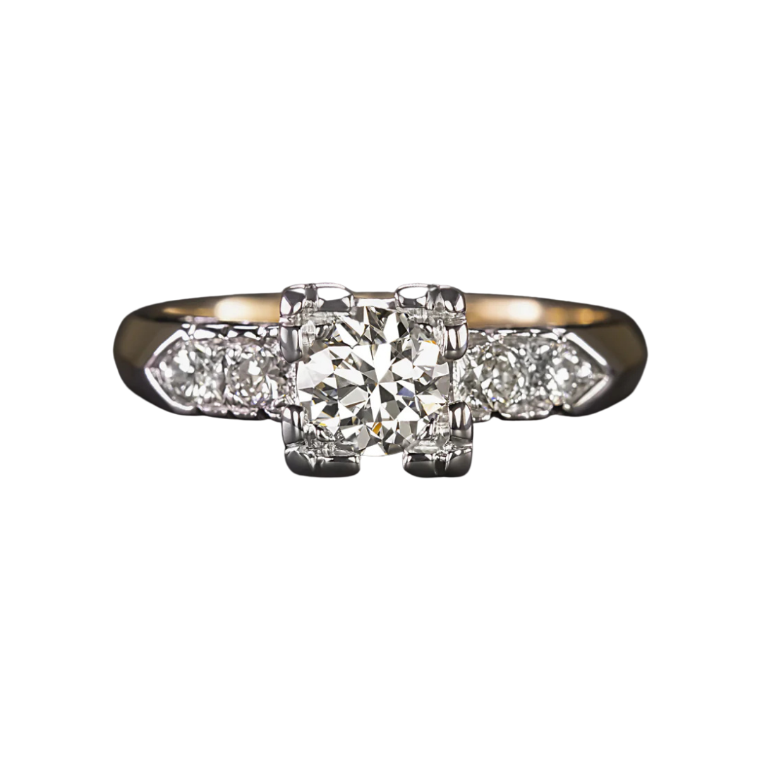 Vintage Mid Century Mixed Metal Engagement Ring