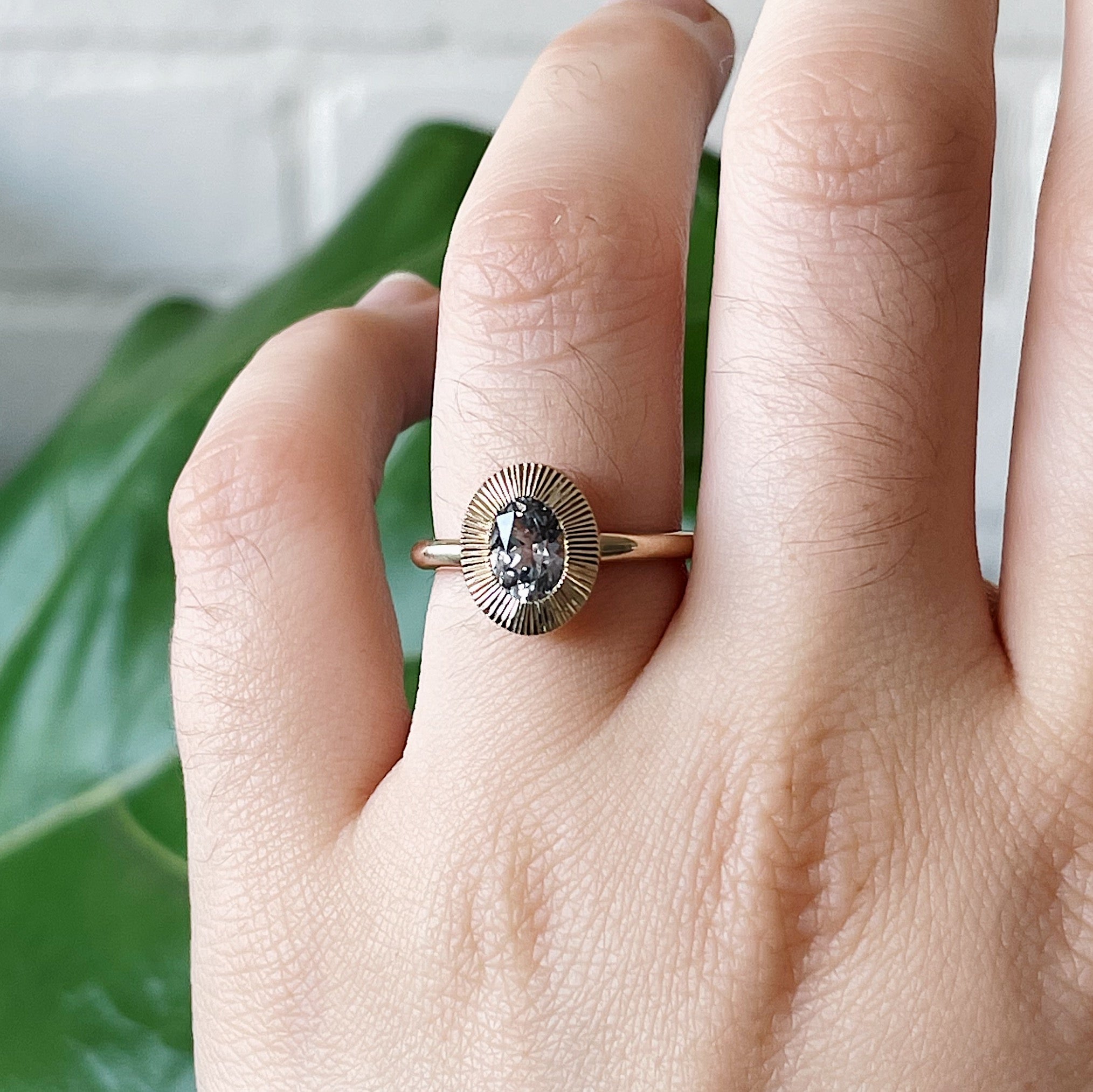 Silver Oval Montana Sapphire Aurora Ring