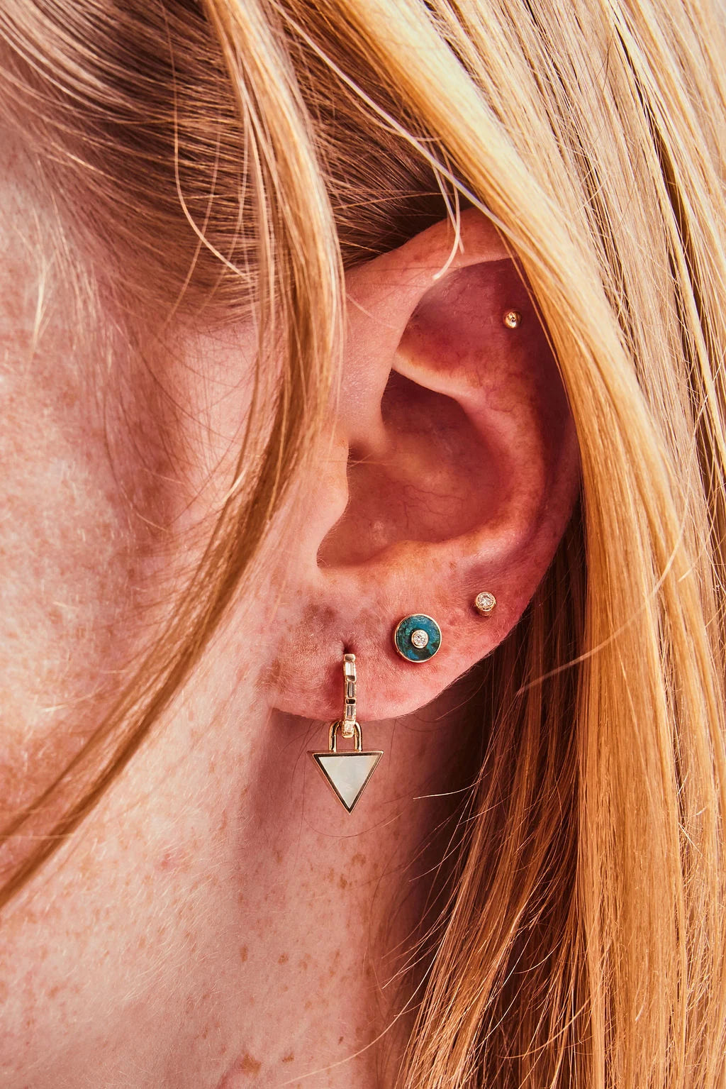 Variscite & Fossilized Dinosaur Bone Reversible Giza Earrings — Young in the Mountains Residency