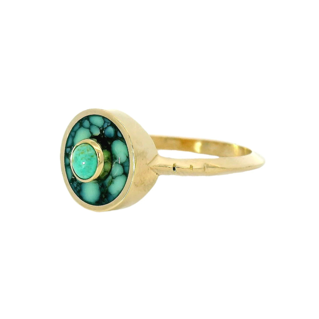 Double Green Turquoise Cerclen Ring — Young in the Mountains Trunk Show