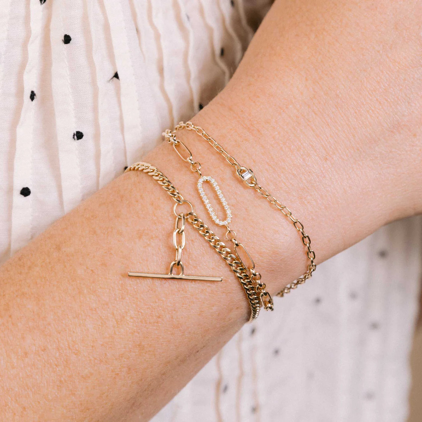 Baguette Diamond Open Link Square Oval Chain Bracelet