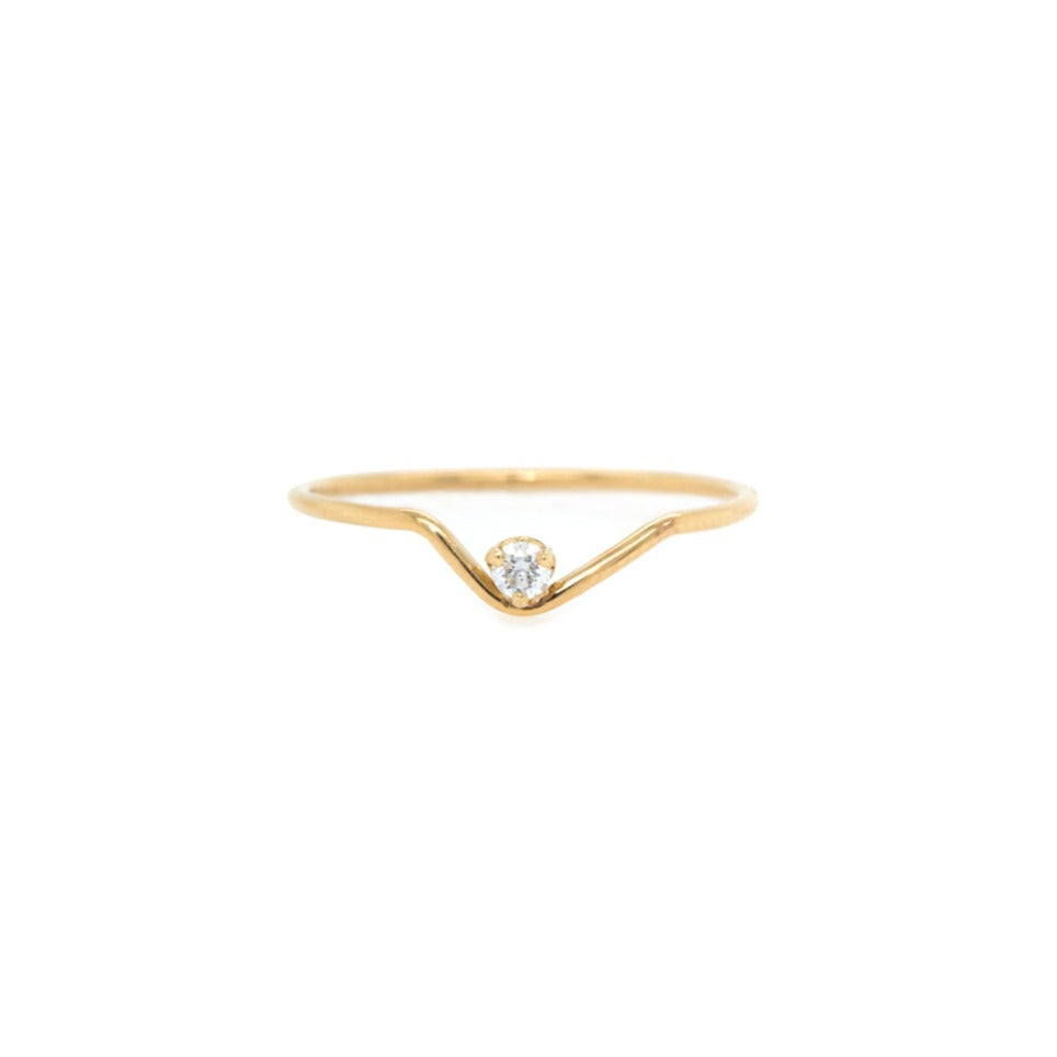 Tiny Check Mark Diamond Ring