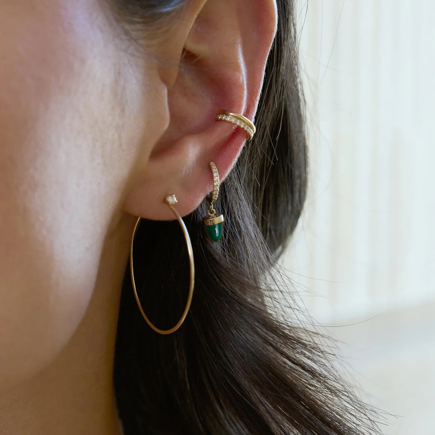 Malachite Bullet Huggie Hoops