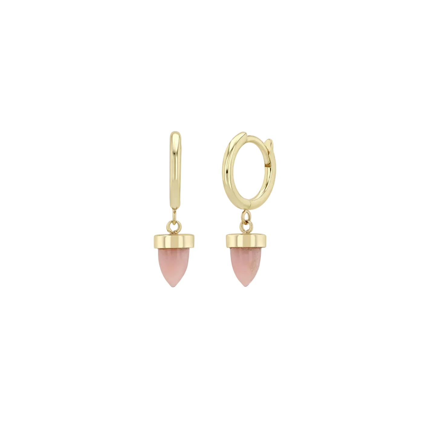 Pink Opal Bullet Huggie Hoops