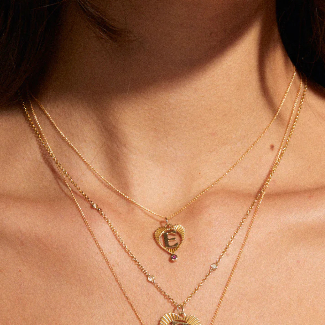 Mini Sunbeam Letter Heart Charm — Zahava Heirlooms Trunk Show