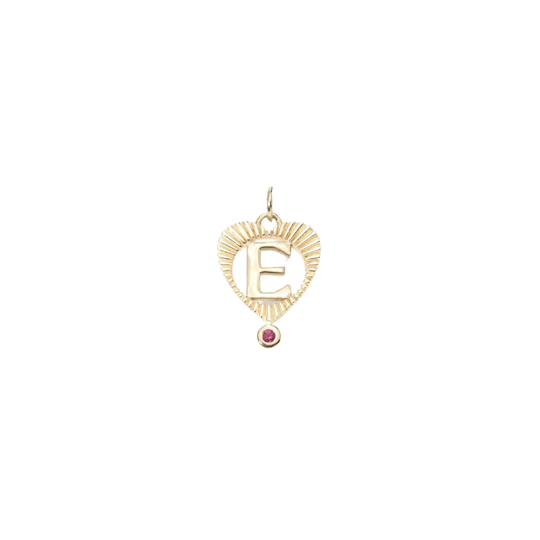 Mini Sunbeam Letter Heart Charm — Zahava Heirlooms Trunk Show